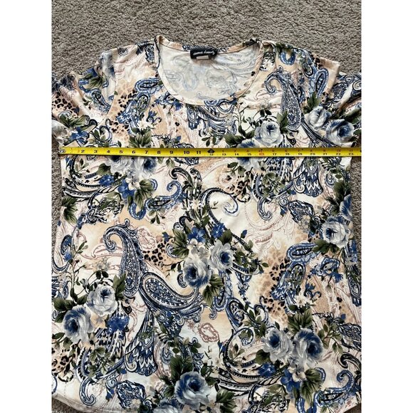 Vtg Inner Beauty Womens Floral Paisley Print Top Tie Sleeves Size 2X Boho Tunic - Picture 3 of 7